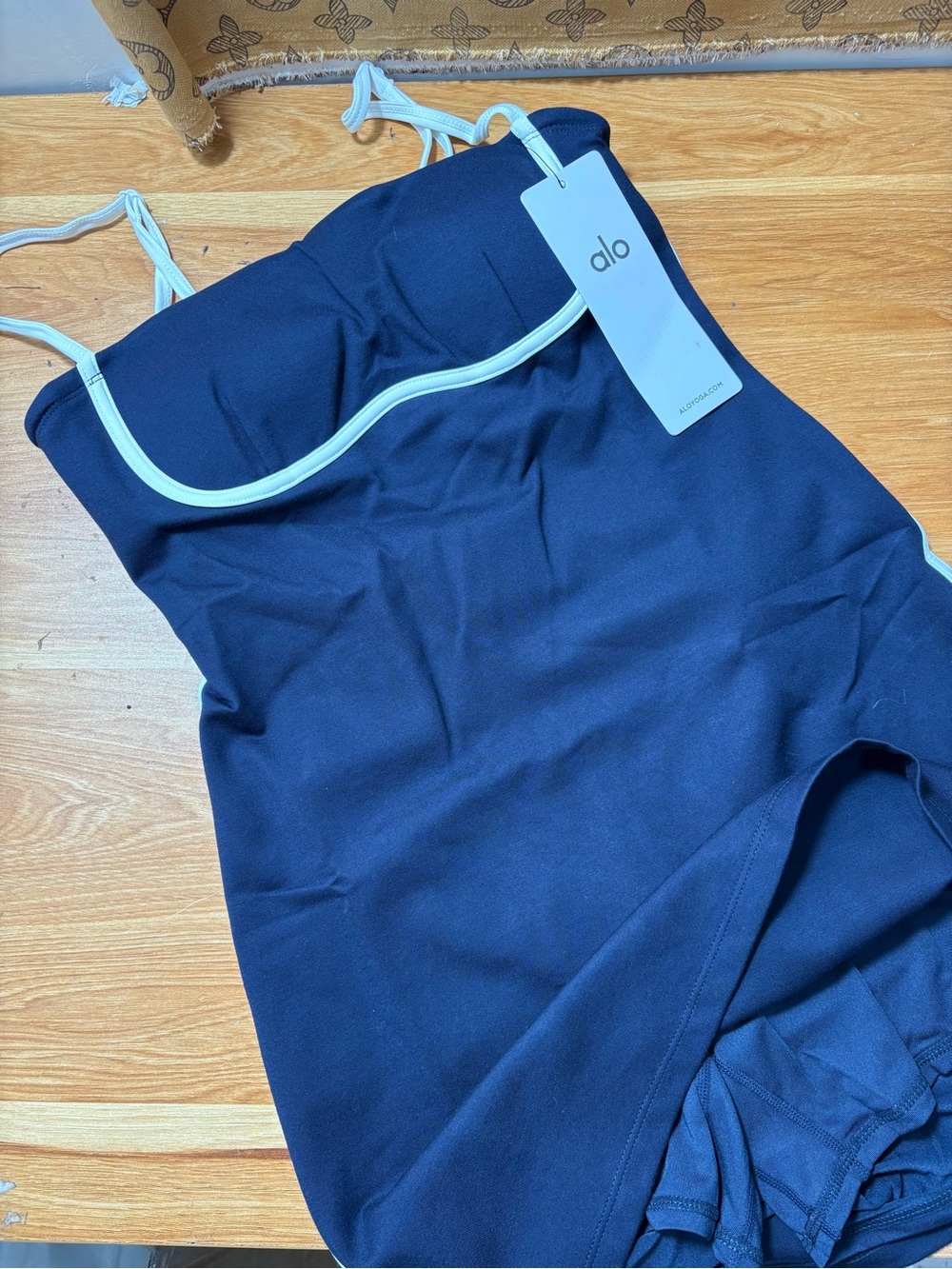 ALO Yoga Navy Mini Dress with White Trim